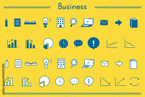 ビジネスのシンプルでかわいいイラスト素材セット