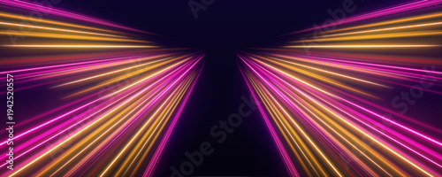 Pink and orange speed trail with smooth flowing motion, glowing streaks and dynamic light highlights