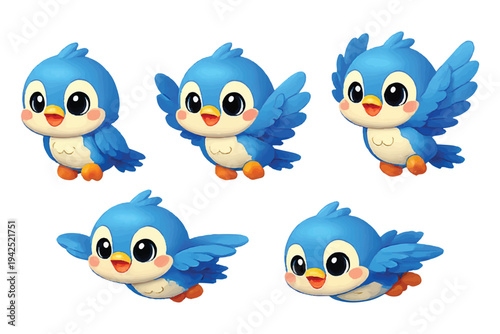 Wallpaper Mural cute cartoon flying little bird with flying sequence Torontodigital.ca