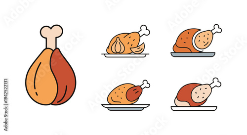 Garlic Chicken Line art vector clean contemporary abstract style