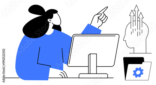 Education technology. Education tools fostering digital learning and knowledge advancement. Education linking technology to personal development. For e-learning, online courses, innovation, knowledge