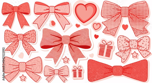 Collection of Pink and Red Bows.