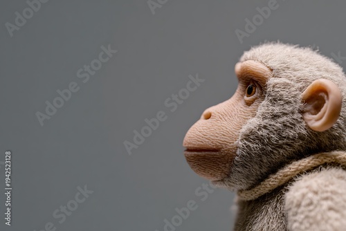 Monkey toy head side profile looking right