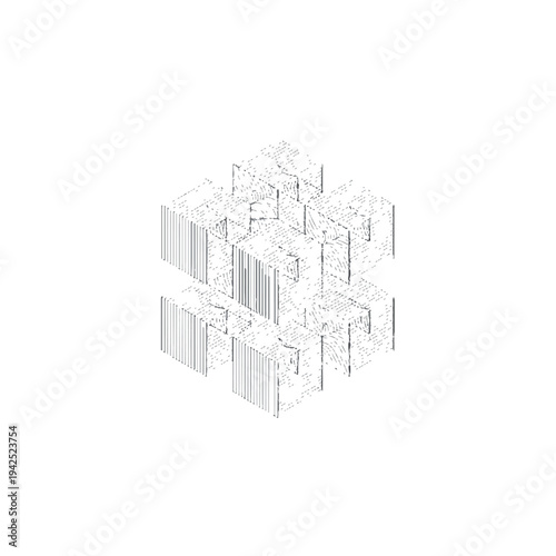 Modern architectural sketch of multi-level building design