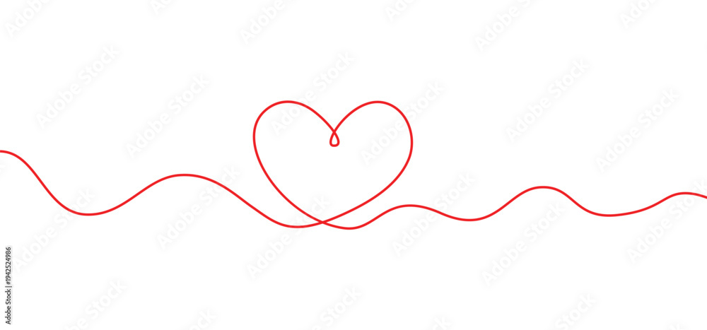 Fototapeta premium Continuous one line love heart shape. one line heart drawing. love sign. valentines day. vector illustration