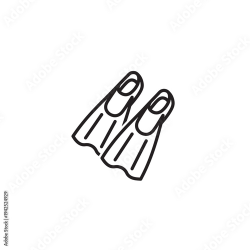 Swim Fins line art beach essentials