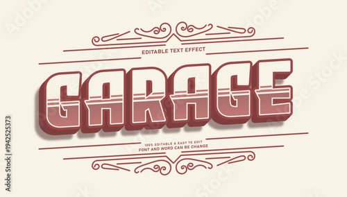 Vintage Retro Garage Editable Text Effect with 3D Classic Style