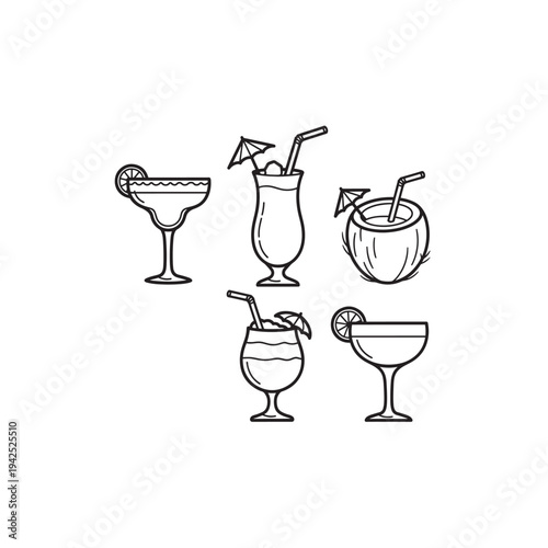 Tropical Drink line art fruity splash