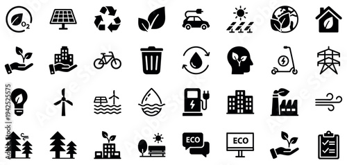Eco friendly and sustainable living icons
