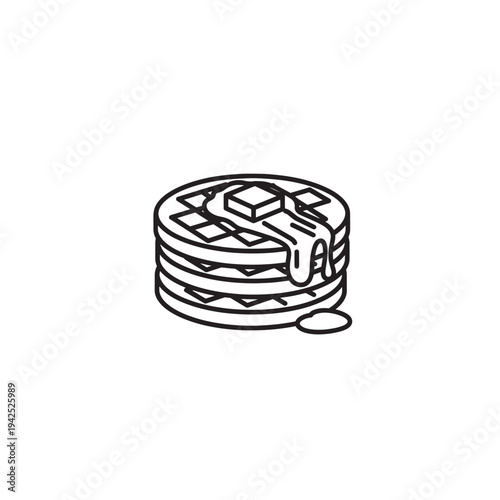Waffles line art breakfast delight joy