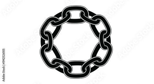 Interlocking black chain links arranged in a circular pattern