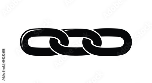 A simple black silhouette of interlocking metal chain links