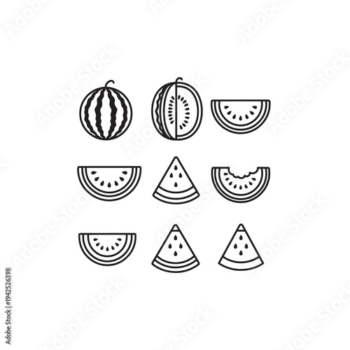 Watermelon line art tropical summer treat