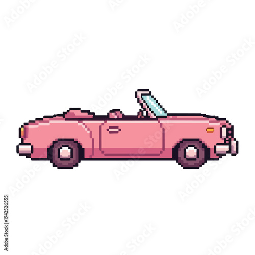 Pixel art pink convertible sports car