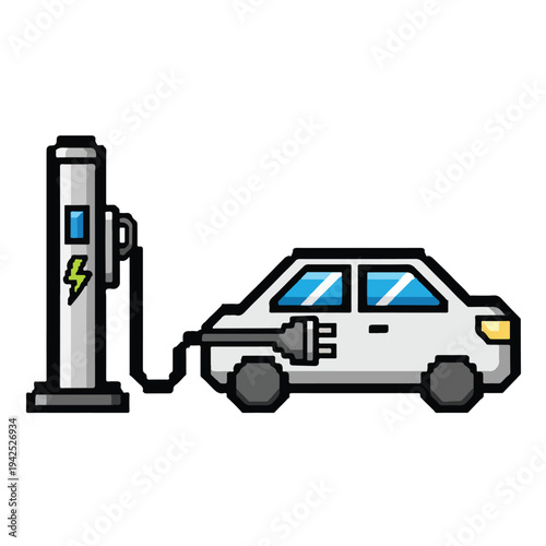 Electric car charging at station