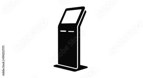 Simple black silhouette of a modern self service kiosk or information terminal