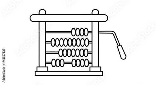 Simple black and white line drawing of a vintage calculating machine