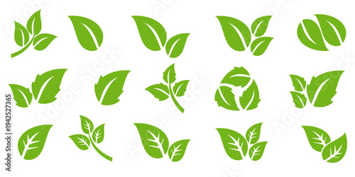 Leaf vector symbol, leaf illustration or leaf emoji in flat style. Spring leaf design, ecological nature theme.	