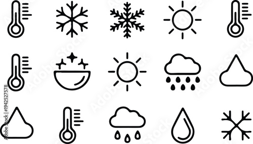 hand drawn weather forecast outline icons set vector illustration design collection 