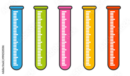 Illustration of a laboratory measuring cylinder, designed in a flat style. Simple design of a laboratory measuring cylinder. Science icon.	