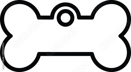Dog bone icon in black outline flat vector style isolated on white background representing pet food treat animal care and veterinary concept