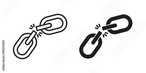 Broken link icon set, logo vector eps10