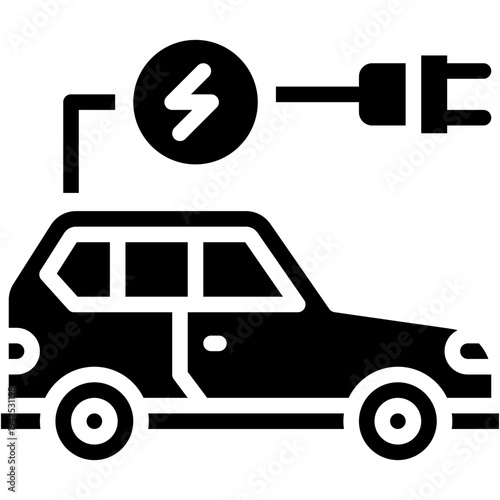 Electric Car Charger Vector Icon for Eco Friendly Energy