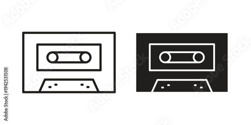 Cassette tape icon set, logo vector eps10
