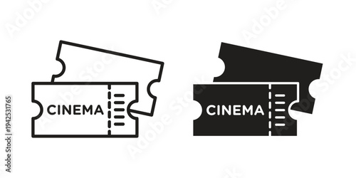 Cinema tickets icon set, logo vector eps10