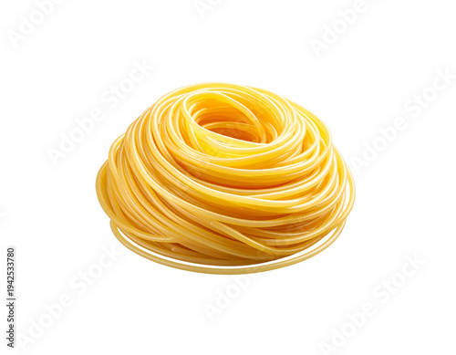 A close-up image of healthy Italian spaghetti served with fresh tomato sauce and basil on a white background