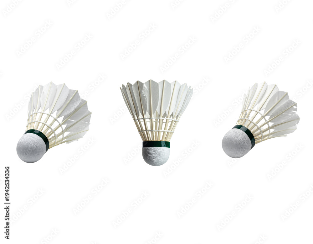 Fototapeta premium Professional sports equipment, specifically a badminton racket, is shown isolated on a white background