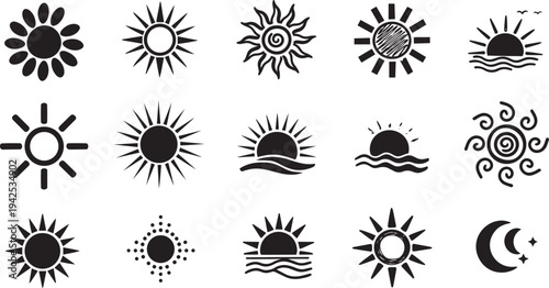 Various Sun and Moon Symbols.