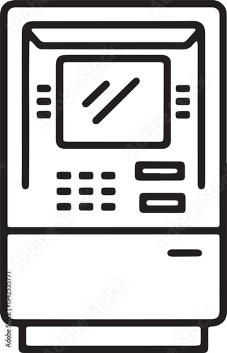Art & Illustration, ATM machine icon, automated teller machine for banking and cash withdrawal