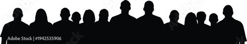Silhouette Crowd of People Gathering for an Event or Meeting