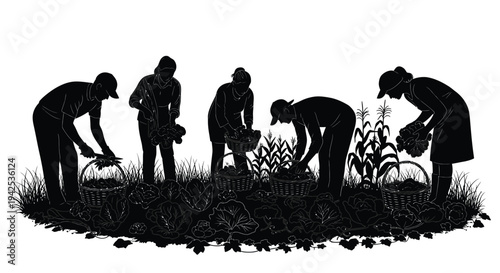 Community working together in a bountiful harvest