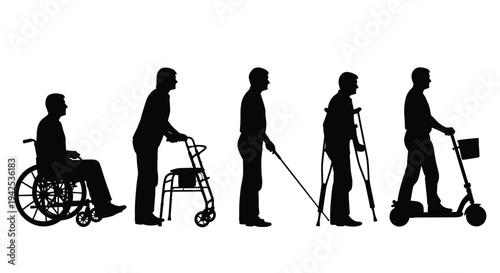 Person Mobility Devices Silhouette Collection