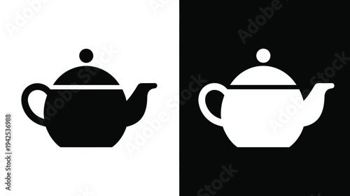 Minimal teapot icon in black and white simple kitchen drink symbol design