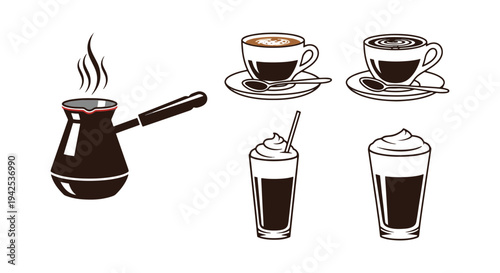 Greek Coffee Line art vector minimal artistic abstract