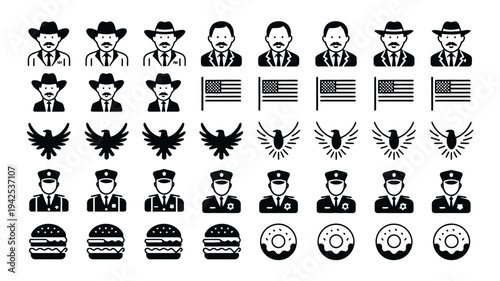 Set of male avatar icons with different hats hairstyles mustaches and beards isolated on background