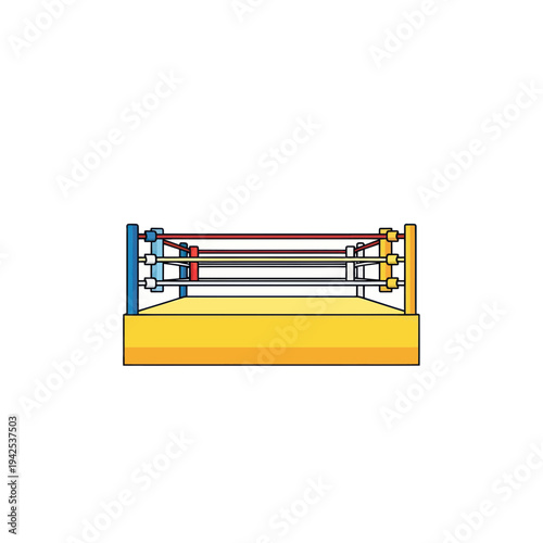 Empty Boxing Ring with Ropes and Corners