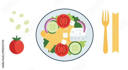 Greek Pasta Line art vector creative contemporary abstract illustration