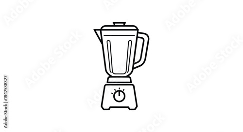 Simple black and white line drawing of a kitchen blender appliance