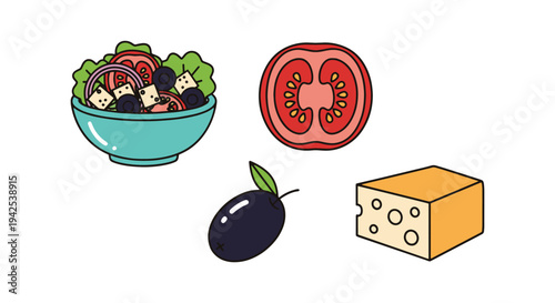 Greek Salad Line art vector clean abstract color