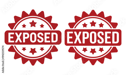 Red exposed stamp badge seal label illustration isolated on white background