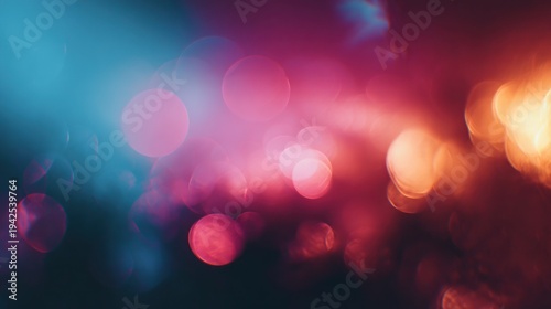Abstract background of blurred lights and bokeh effects in multiple colors