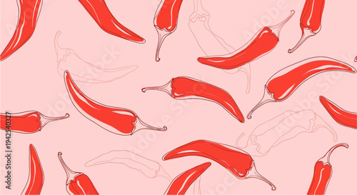 Red Chili Peppers Pattern Illustration Design.