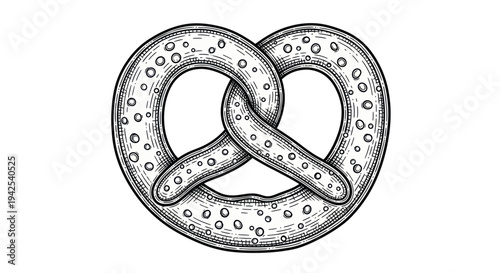 Hand-drawn pretzel illustration on white background