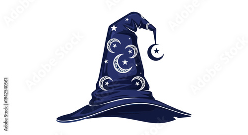 Mystical Wizard Hat with Moon and Stars