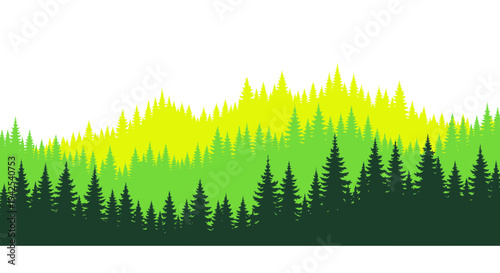 Vibrant Green Forest Silhouette Background