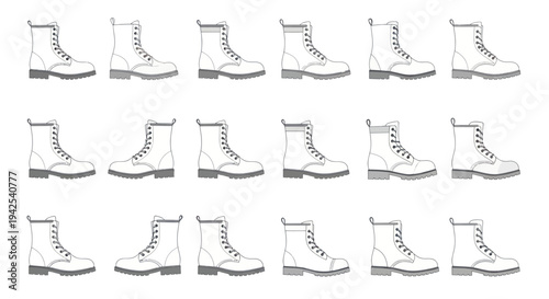 White Combat Boots Collection - Fashion Footwear Design Elements
